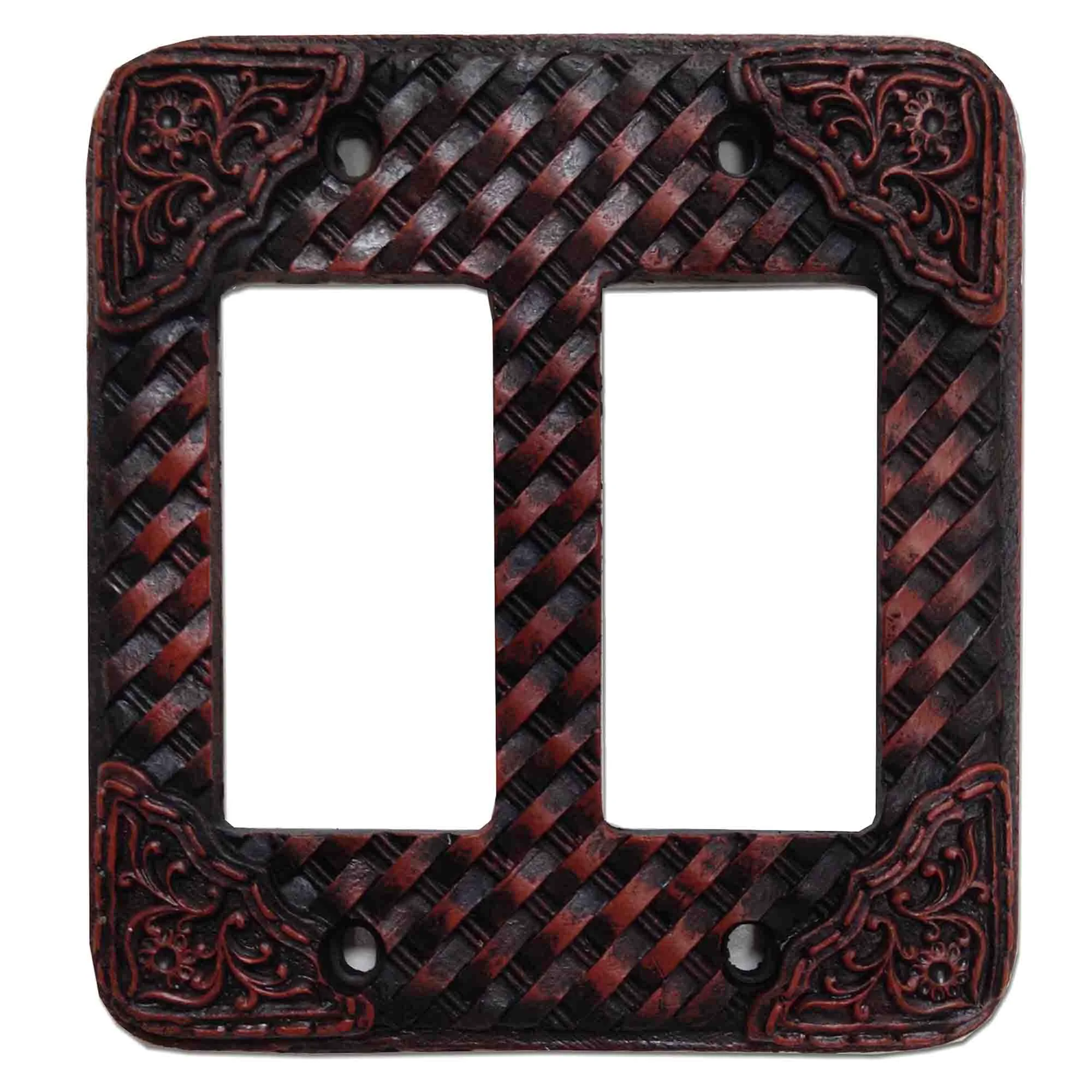 Responsible Tooled Resin Weaver Double Rocker Wall Switch Plate Durable