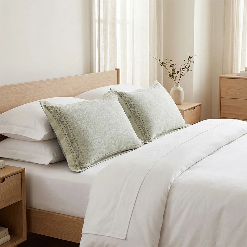 Refined Ownkoti French Floral Cotton Linen Pillowcases 2PCS Selected