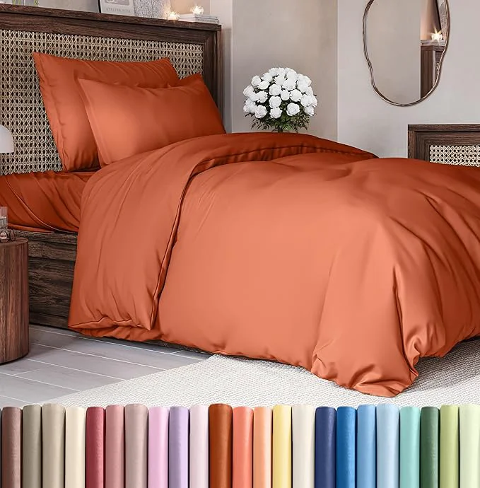 Top-Quality Duvet Cover Twin Twin XL Size Set – Extra Soft Twin Twin XL Duvet Cover 68 quot x 90 quot with 1 Pillow Sham – Hotel Luxury Easy Care Fade w Zipper Closures amp Ties – Comfy amp Breathable Terracotta Premium