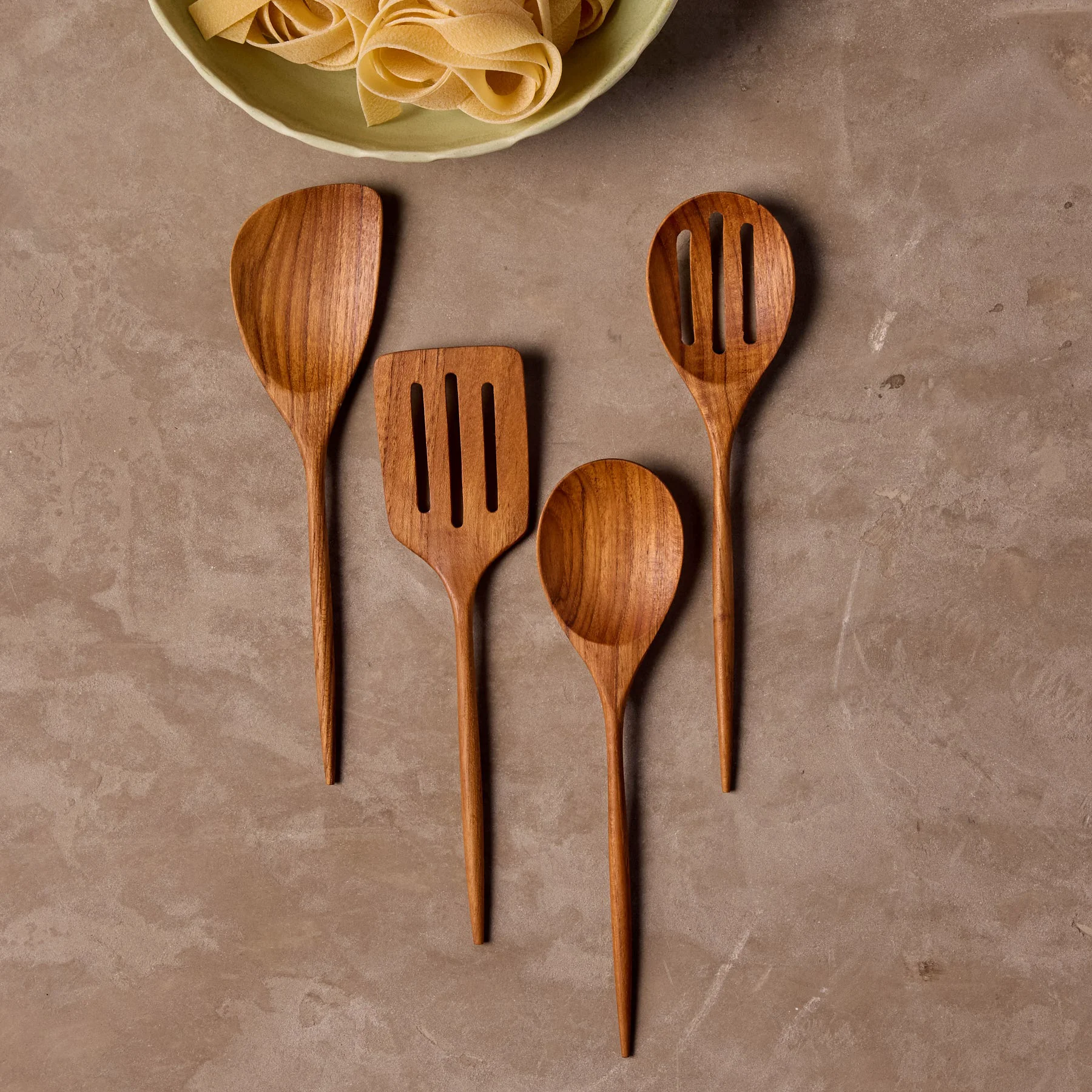 Fine Crafted Padma Teak Mini Kitchen Utensils Set of 4 Fast