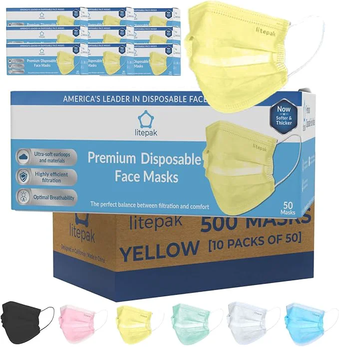 Safe Litepak 500pcs Premium Disposable Face Mask SOFT 3ply Nose Wire World-Class