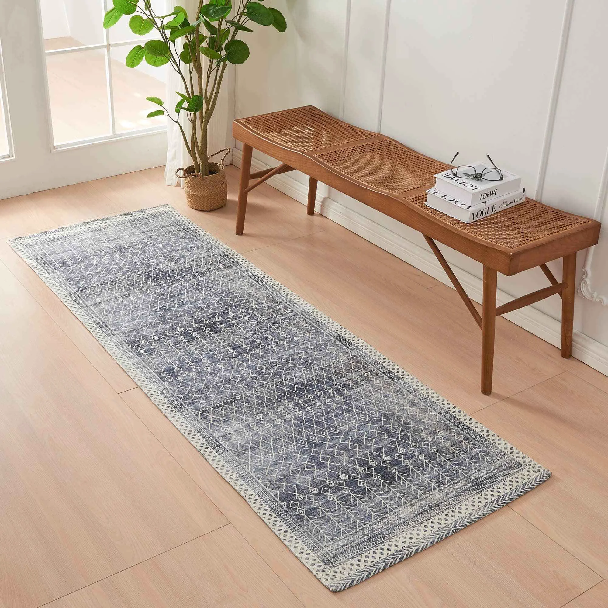 Safe Distressed Moroccan Machine Washable Accent Runner 2 39 4 quot x 7 39 – Neve Collection Easy-to-Use