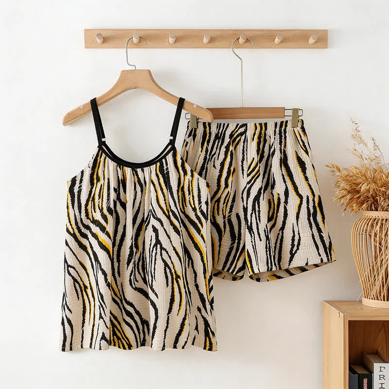 Flexible Ownkoti Tiger Stripe Cotton Gauze Cami Pajamas Sustainable