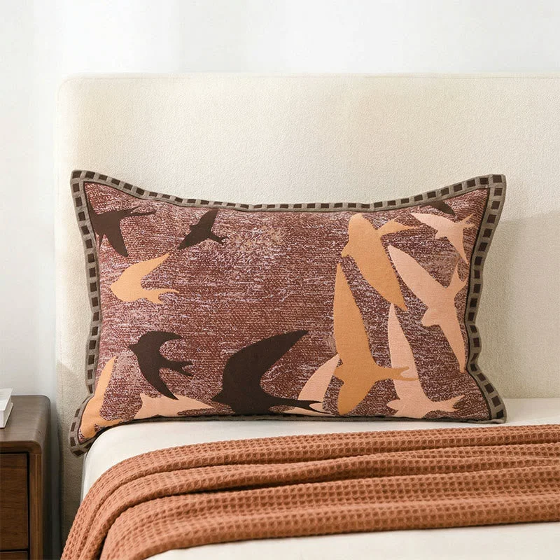 Certified Ownkoti Birds Jacquard Vintage Button Pillowcases 2PCS Soft