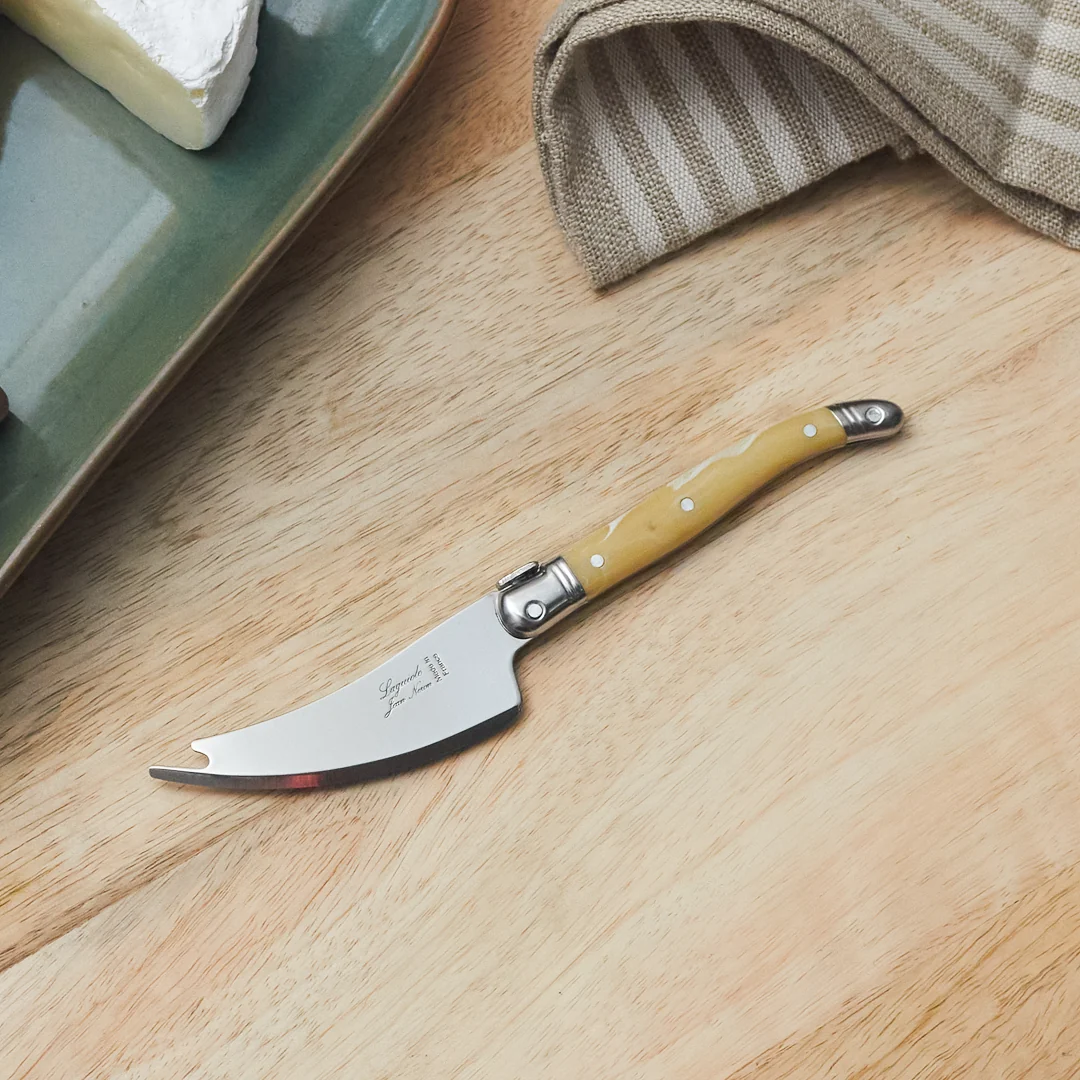 Pure Set of 4 Laguiole Pronged Knife Pale Horn Secure