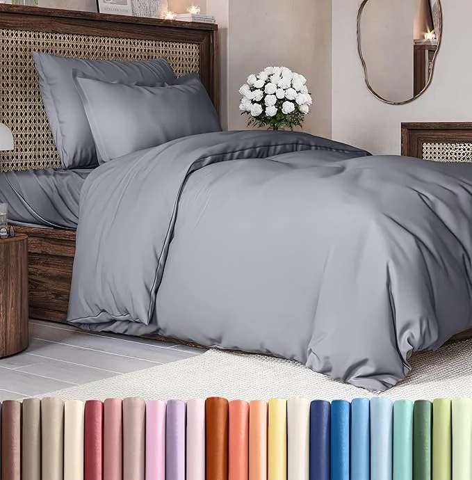 Specialty Duvet Cover Twin Twin XL Size Set – Extra Soft Twin Twin XL Duvet Cover 68 quot x 90 quot with 1 Pillow Sham – Hotel Luxury Easy Care Fade w Zipper Closures amp Ties – Comfy amp Breathable Steel Blue Solid