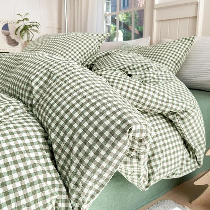 Classic LifeTB Twin XL Comforter Set Green Gingham Comforter for Men Boys Geometric Plaid Comforter Set Grid Checkered Pattern Comforter with 2 Pillowcases Fluffy Soft Plaid Gingham Bedding Set Twin XL Expertly Made