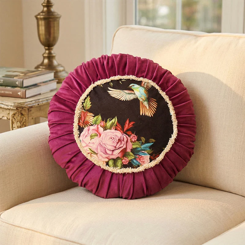 Organic Ownkoti Vintage Floral Round Throw Pillow Soft