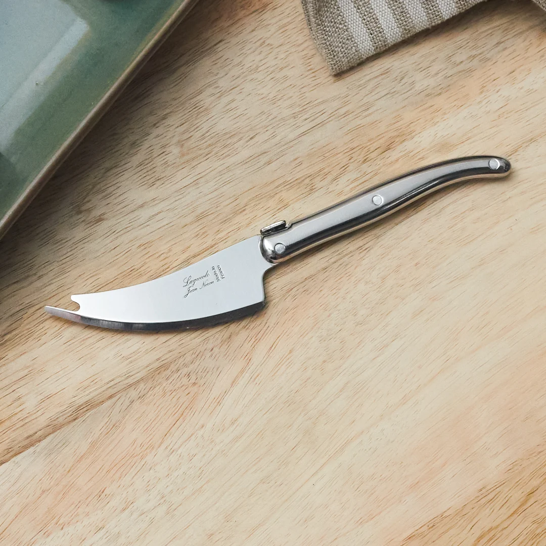 Smooth Set of 4 Laguiole Pronged Knife Stainless Steel Natural