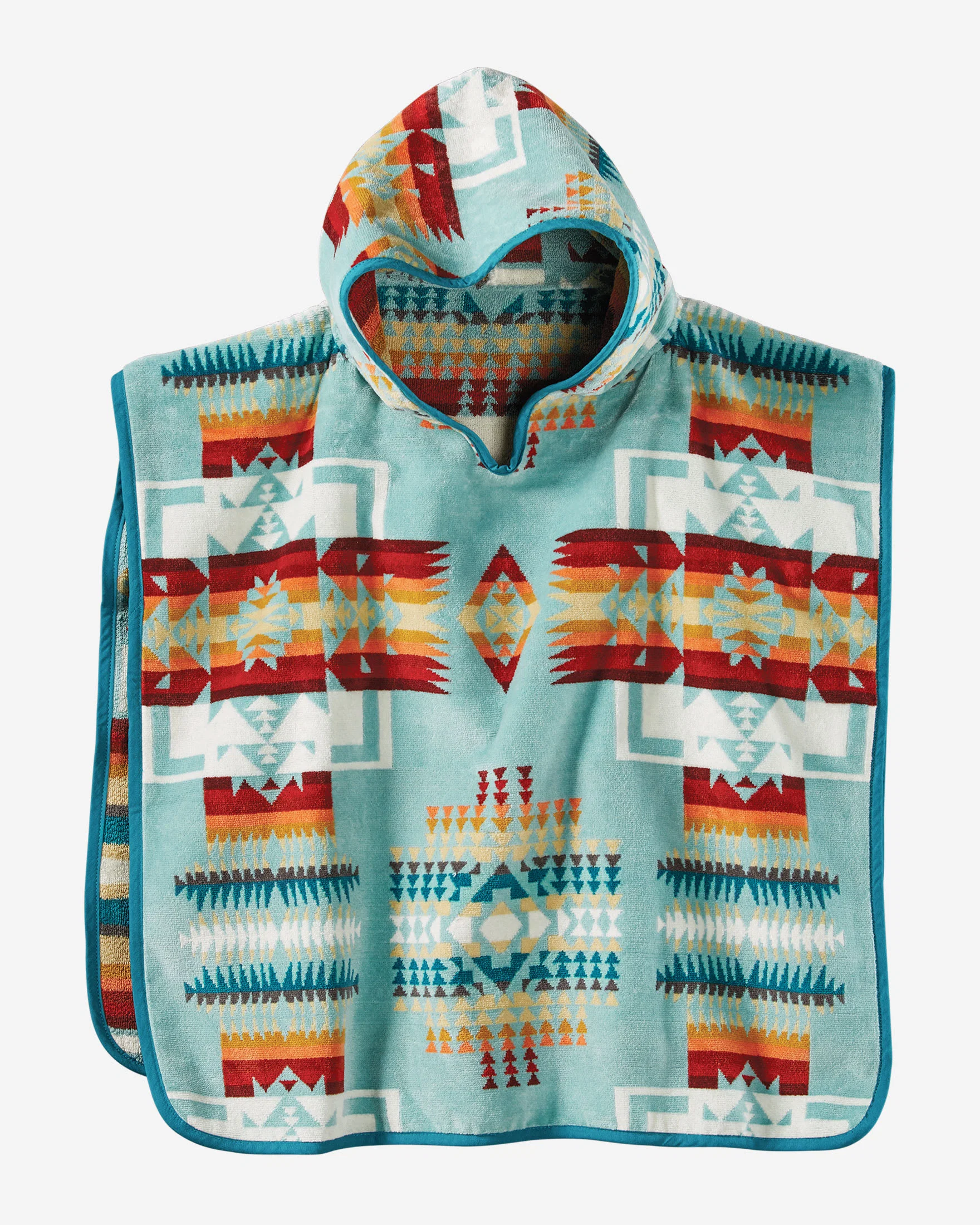Modern Chief Joseph Hooded Kids Towel Aqua Recyclable