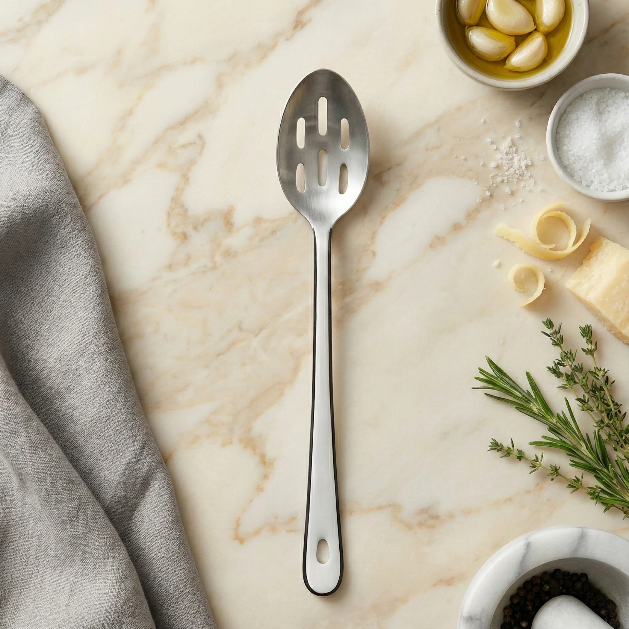 Organic Harlow Slotted Spoon with Stainless Steel Head Consistent