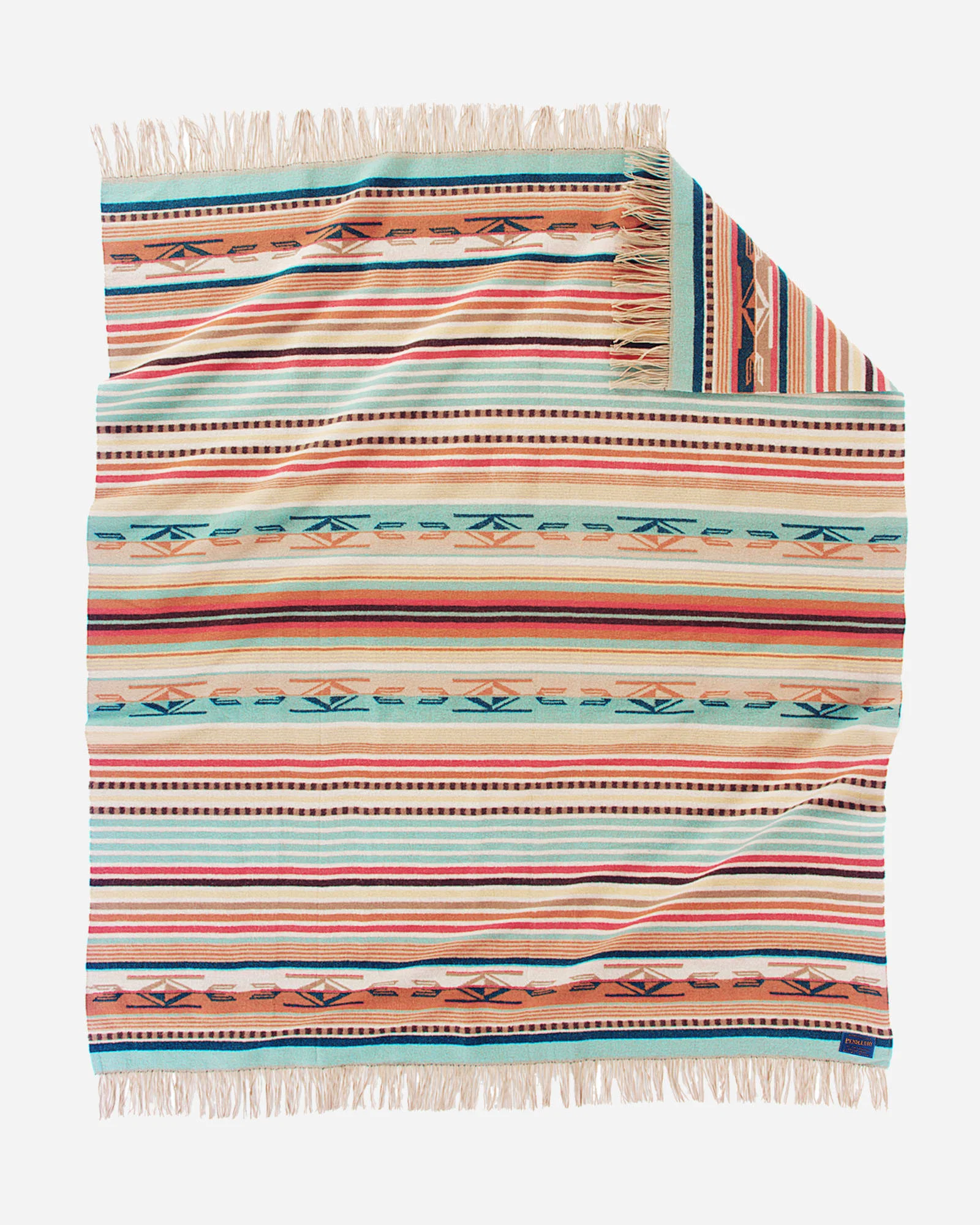 Lightweight Chimayo Throw Coral Aqua Stripe Expertly Made
