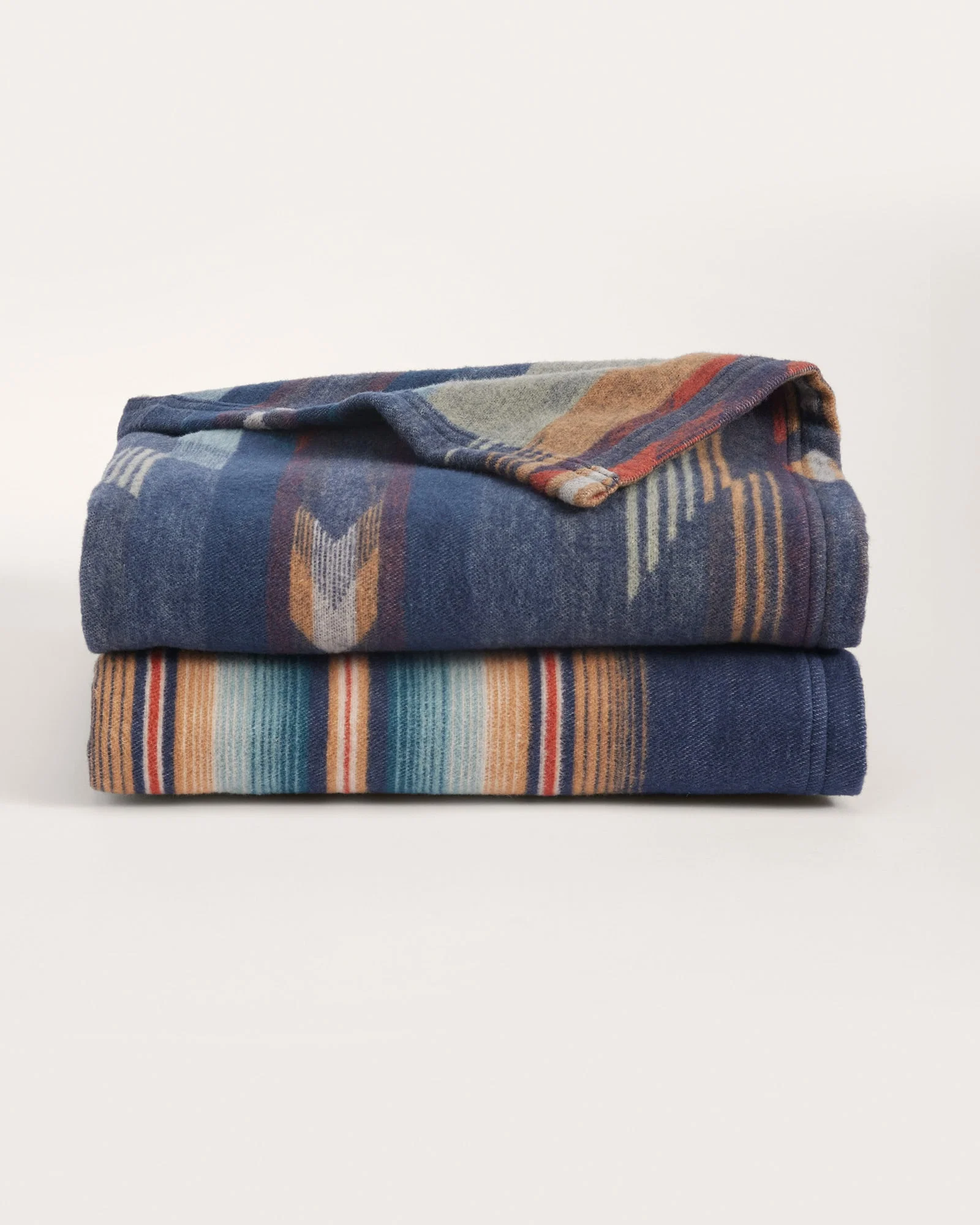 Recyclable Wyeth Falls Stripe Organic Cotton Throw Gift Pack Denim Prestigious