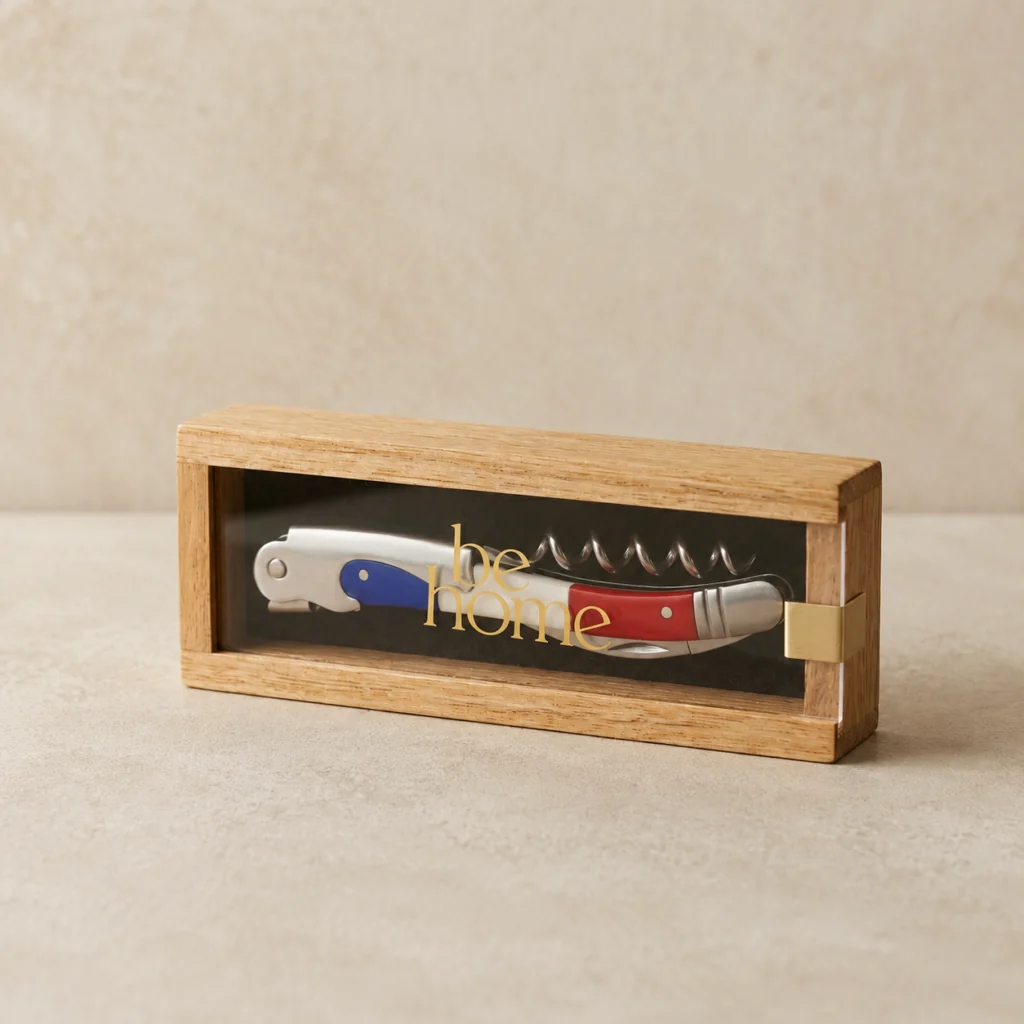 Detailed French Flag Corkscrew in Wooden Box Reliable