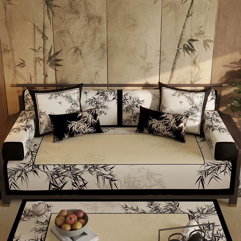 Fashionable Ownkoti Vintage Elegant Bamboo Leaf Sofa Slipcover Durable