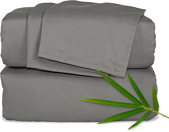 Casual Pure Bamboo Twin Sheets Organic Viscose Derived from Bamboo Bed Sheet Set Luxuriously Soft amp Cooling Double Stitching 2 Year Quality Promise Twin Graphite Convenient