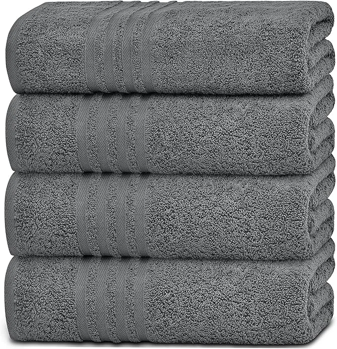 Specialty White Classic Wealuxe Grey Bath Towels Set of 4 Cotton Body Towel Safe