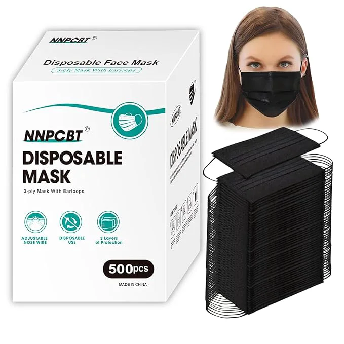 Recyclable NNPCBT 500PCS 3 ply black disposable masks filter mask Fine