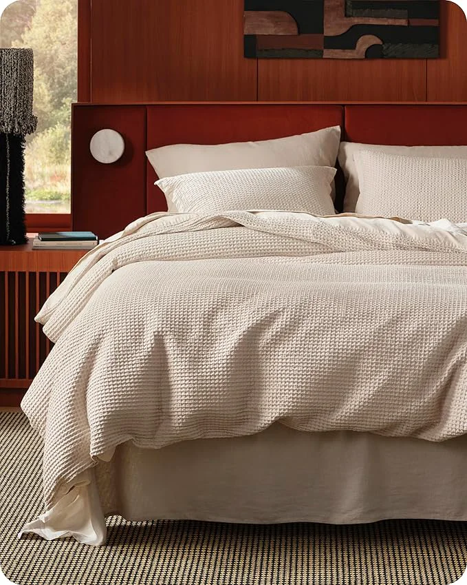 Top-Quality Bedsure Cotton Duvet Cover Set – Cotton Waffle Weave Beige Duvet Cover Oversized King Size GentleSoft™ and Breathable Bedding Set for All Season 3 Pieces 120 quot x98 quot World-Class