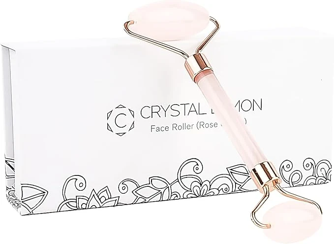 Fine C CRYSTAL LEMON Rose Quartz Facial Roller Exceptional