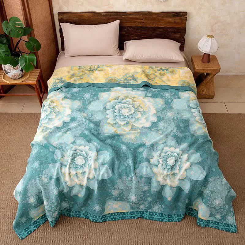 Professional Ownkoti Rustic Blooming Floral Cotton Gauze Blanket First-Class