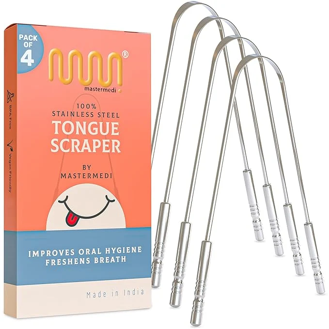 Traditional MasterMedi Tongue Cleaner Tongue Scraper Surgical Grade Stainless Steel Tongue Practical