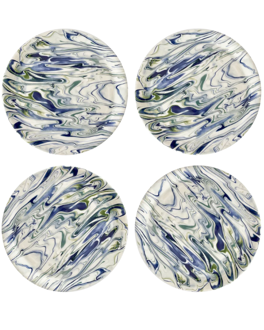 Expertly Made Marbled Ocean Dinner Plate – Set of 4 Superior