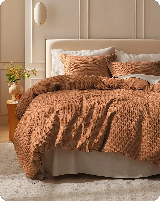 Smart Bedsure Cotton Duvet Cover King – Cotton Waffle Weave Hazel Duvet Cover King Size GentleSoft™ and Breathable Bedding Set for All Season 3 Pieces 104 quot x90 quot Verified