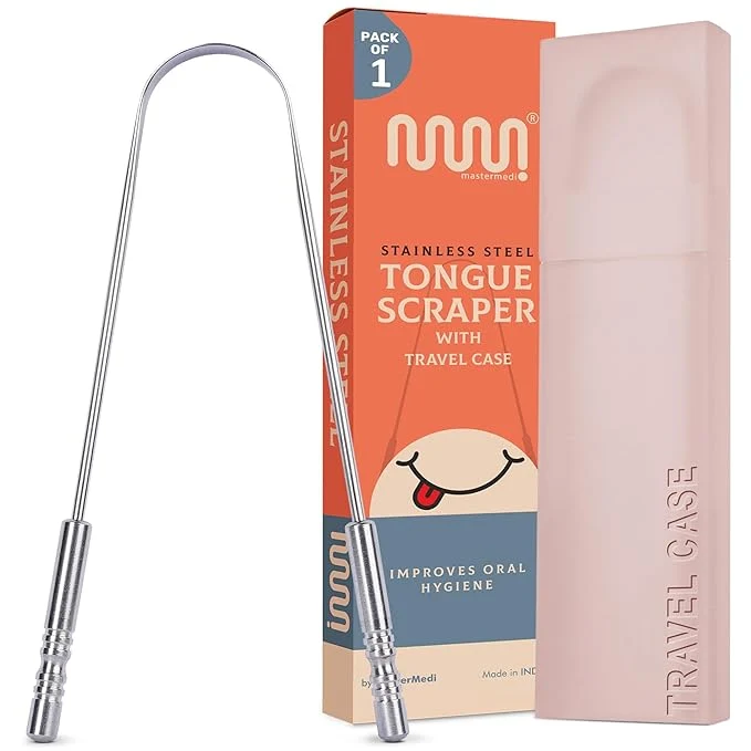 Natural MasterMedi Tongue Scraper with Case Easy to Use Tongue Scraper Original