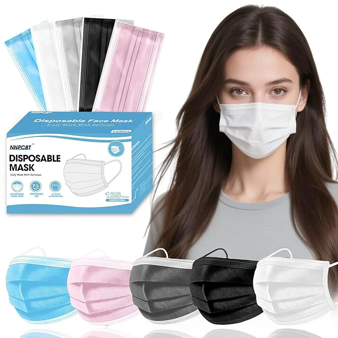 Unique NNPCBT 5 Color Disposable Face Masks 125 Pack 3-Ply Breathable Mask Artisan