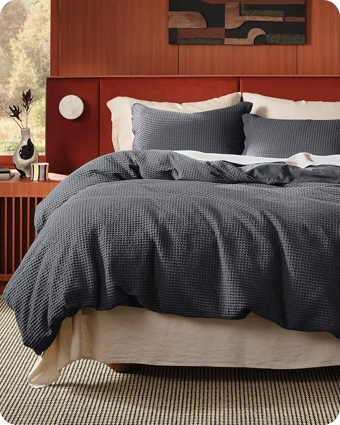 Superior Bedsure Cotton Duvet Cover Set – Cotton Waffle Weave Charcoal Duvet Cover Oversized King Size GentleSoft™ and Breathable Bedding Set for All Season 3 Pieces 120 quot x98 quot Excellent