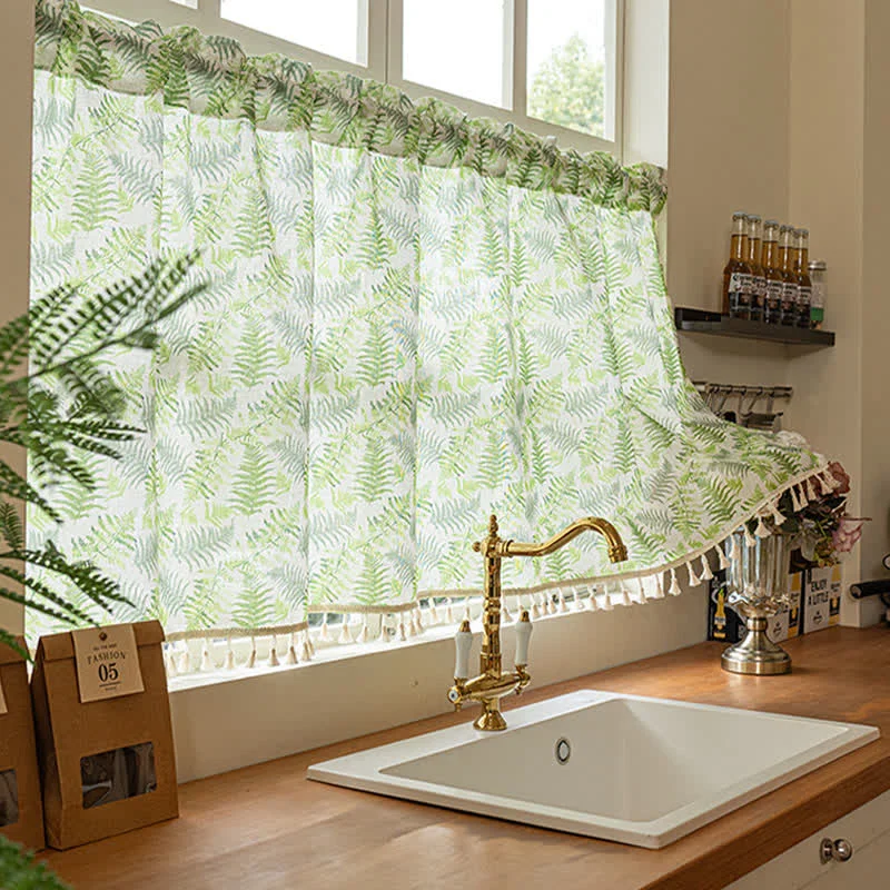 Trusted Ownkoti Scandinavian Style Fern Kitchen Curtain High-Quality