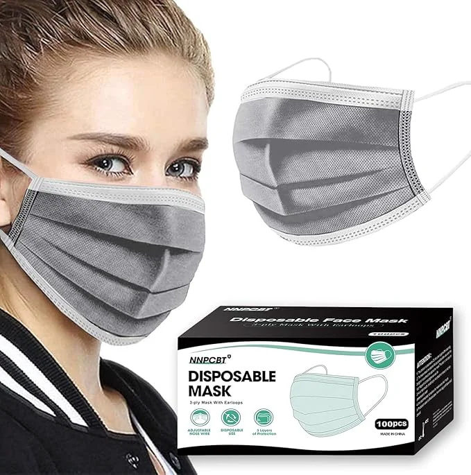 Expertly Made 100PCS Grey 3 ply Disposable Face Masks Protection Face Masks Verified