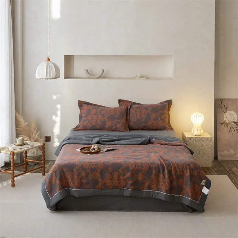 Practical Ownkoti Cotton Gauze Jacquard Vintage Floral Bedding Expertly Made