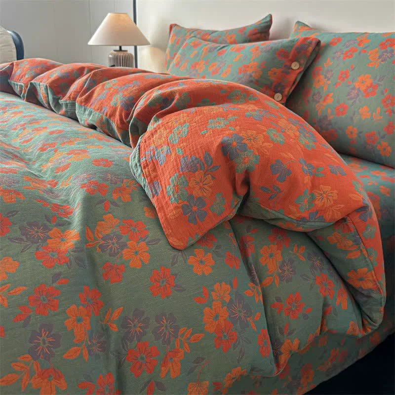 User-Friendly Ownkoti Pastoral Floral Pure Cotton Gauze Bedding 4PCS Elite