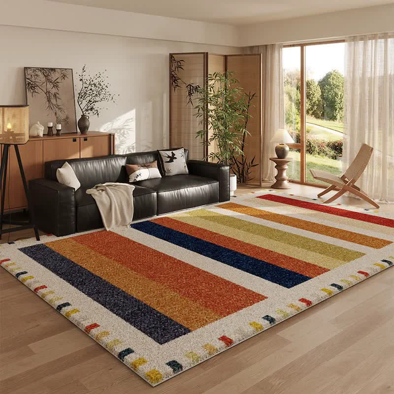 Smart Ownkoti Multicolor Rainbow Striped Area Rug Relaxed