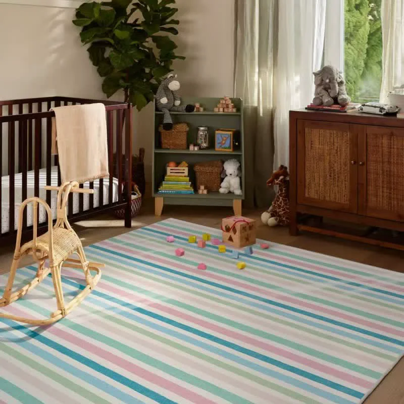 Long-Lasting Ownkoti Soft Multicolor Stripe Area Rug Effective