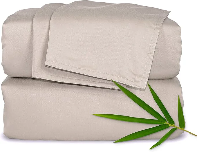 Reusable Pure Bamboo Queen Sheets Organic Viscose Derived from Bamboo Bed Sheet Set Luxuriously Soft amp Cooling Double Stitching 2 Year Quality Promise Queen Sand Specialty