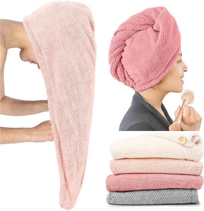 Stylish ROLSHOL Extra Large 4 Pack Microfiber Hair Towel Wrap Next-Generation