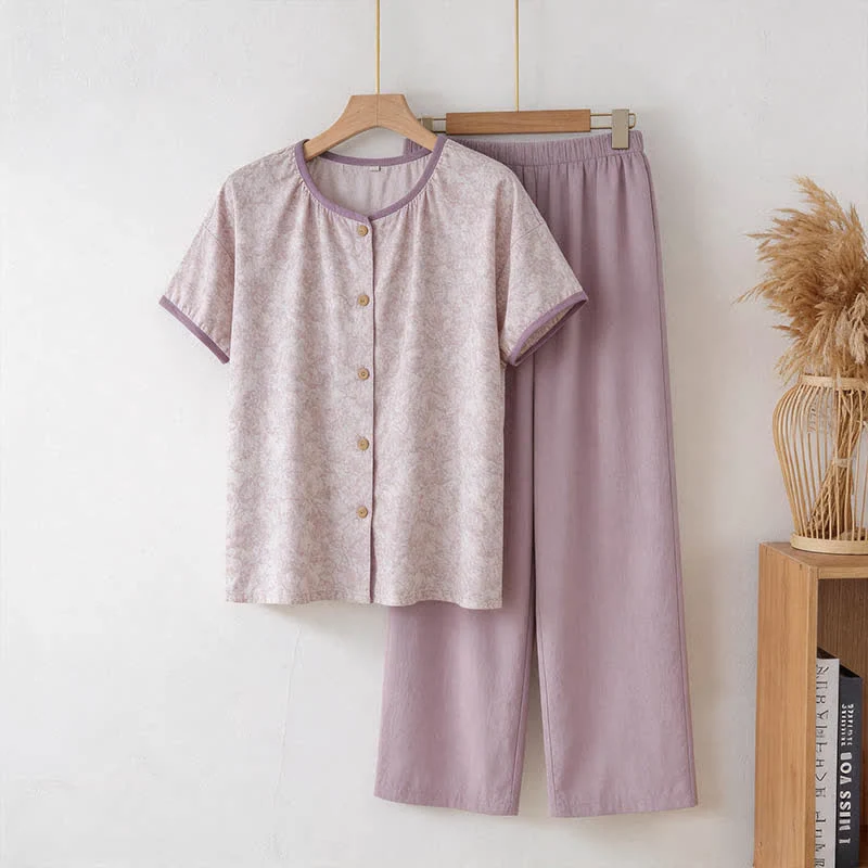 High-Quality Ownkoti Lavender Cotton Printed Lounge Set Carefully Designed