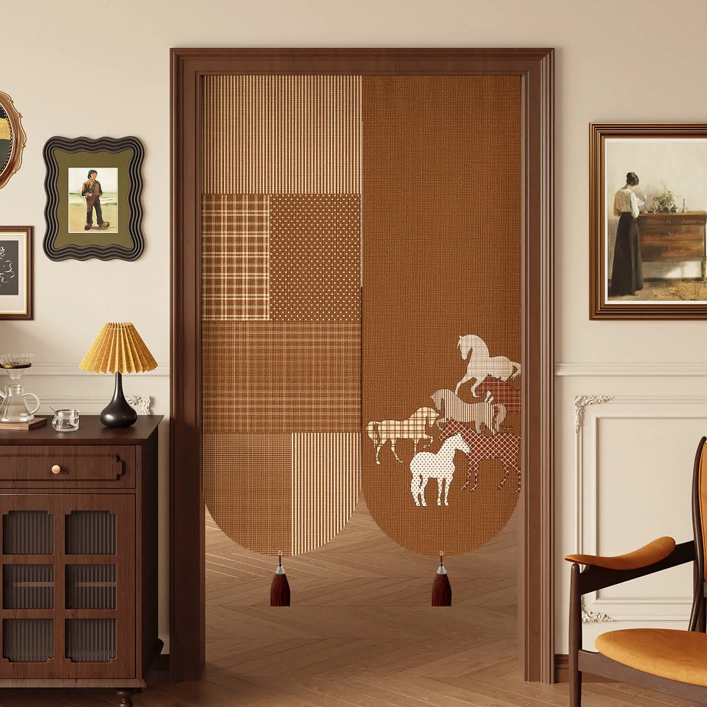 Dependable Ownkoti Vintage Equestrian Room Divider Door Curtain Eco-Friendly