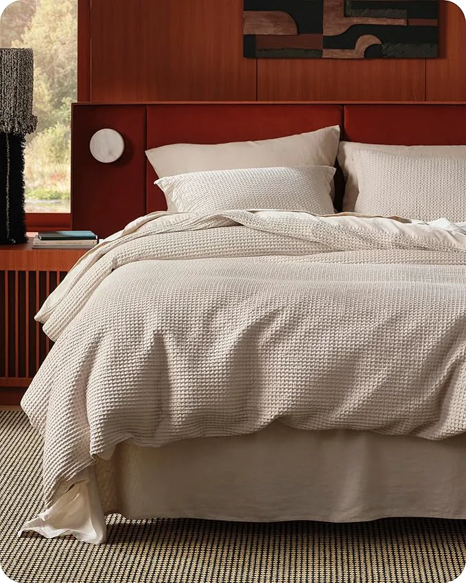 Casual Bedsure Cotton Duvet Cover Set – Cotton Waffle Weave Linen Color Duvet Cover California King Size GentleSoft™ and Breathable Cal King Bedding Set for All Season 3 Pieces 104 quot x98 quot