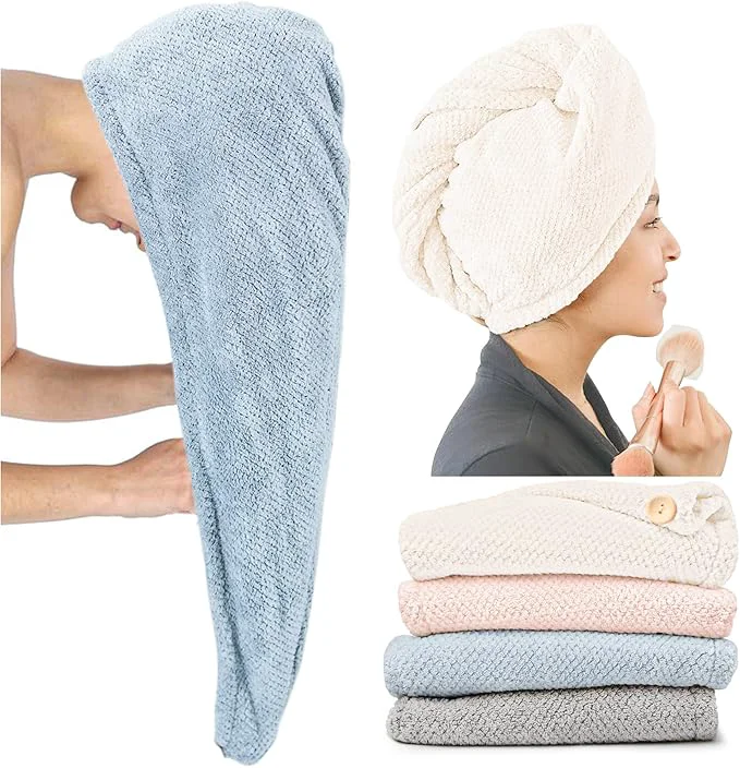 Specialty ROLSHOL Extra Large 4 Pack Microfiber Hair Towel Wrap Fast