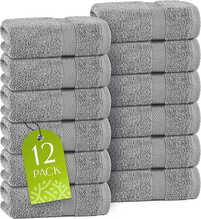 Reliable White Classic Light Gray Washcloths Set Prestigious