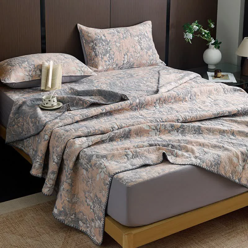 Luxury Ownkoti Vintage Floral Three-Layer Cotton Gauze Quilt Classic