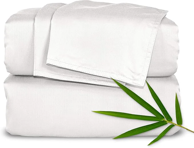 First-Class Pure Bamboo Full Sheets Organic Viscose Derived from Bamboo Bed Sheet Set Luxuriously Soft amp Cooling Double Stitching 2 Year Quality Promise Full White Healthy