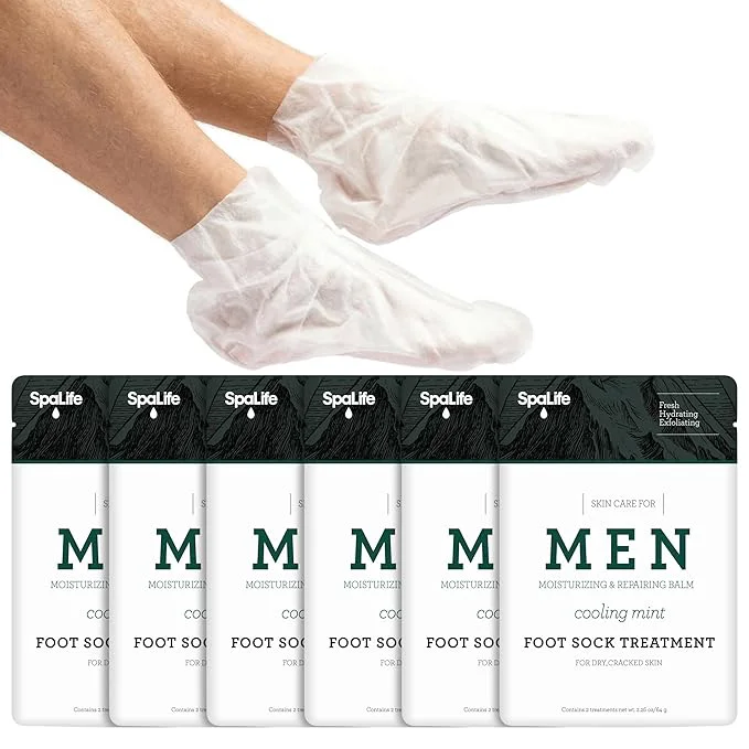 Modern Spa Life Men’s Cooling Mint Foot Repair Balm and Moisturizing Socks Set Functional