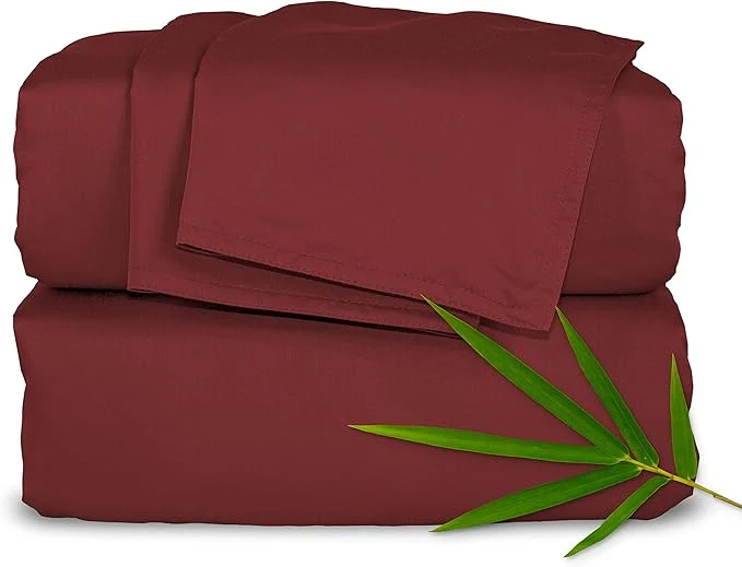 Trusted Pure Bamboo King Sheets Organic Viscose Derived from Bamboo Bed Sheet Set Luxuriously Soft amp Cooling Double Stitching 2 Year Quality Promise King Merlot Luxury