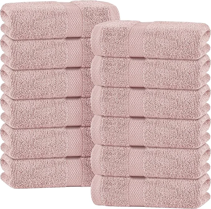 Expertly Made White Classic Pink Hand Towels for Bathroom Cotton Hand Towel Bulk for Gym Refined
