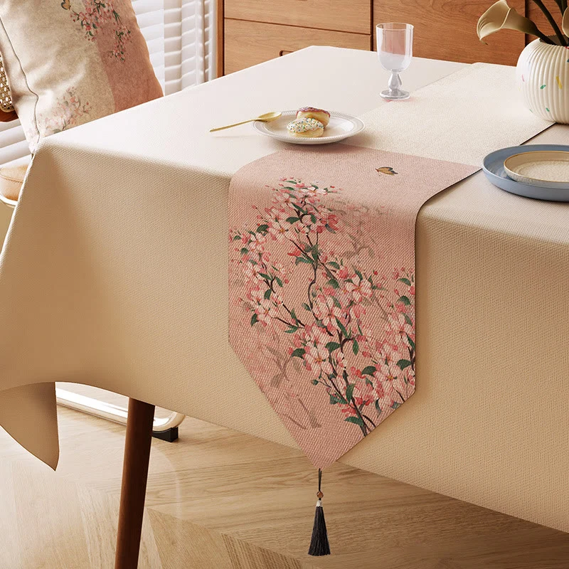 First-Class Ownkoti Painterly Crabapple Blossom Table Runner Exceptional